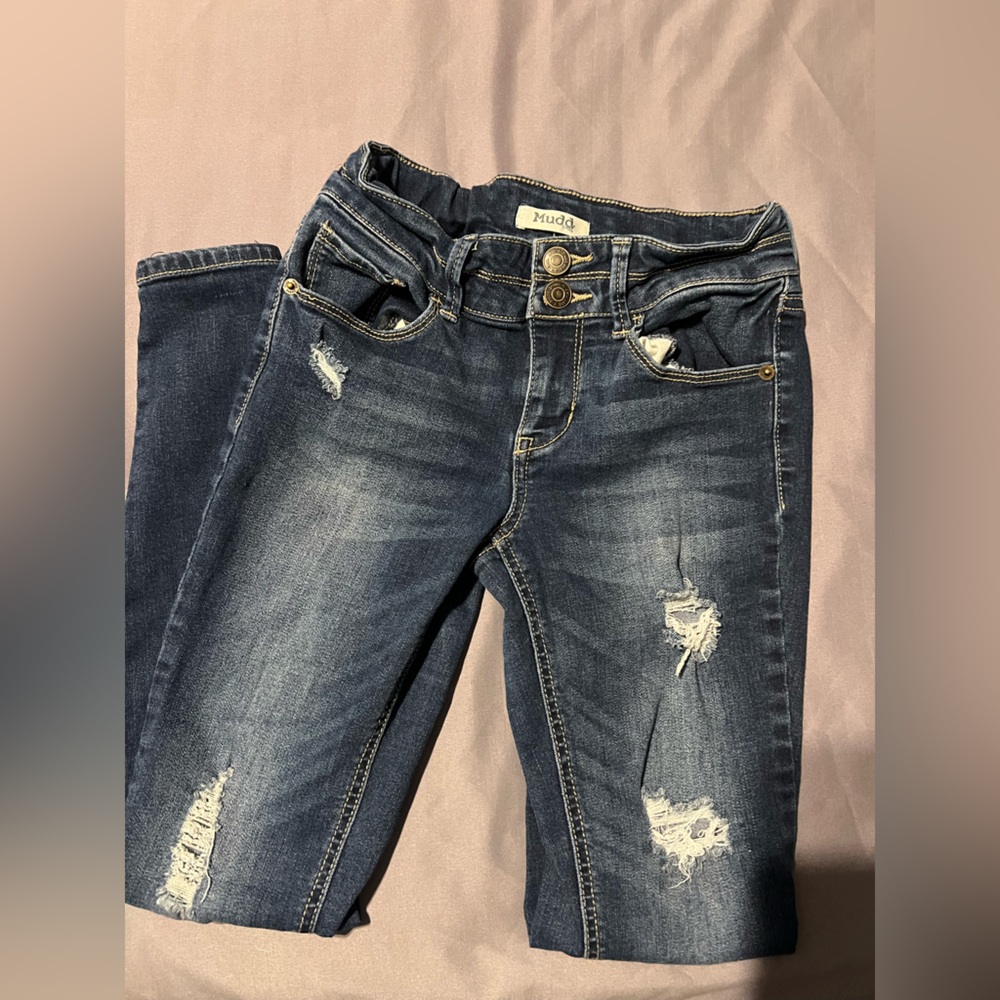 Mudd Distressed Dark Blue Skinny Jeans